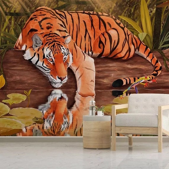 Tiger Wallpaper Wallpaper Mural Animal Wallpaper 3D - Etsy Ireland Tiger Wallpaper Wallpaper Mural Animal Wallpaper 3D - Etsy Ireland