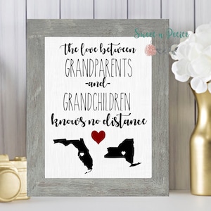 Cadeau personnalisé interurbain grands-parents petits-enfants Panneau de distance Carte de famille personnalisée Famille éloignée, grands-parents interurbains
