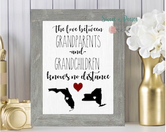 Grandparents Grandchildren long distance personalized gift Distance Sign Personalized Family map Far away family, long distance grandparents