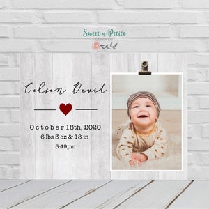Marco para anuncio de nacimiento / Marco para fotos de bebé personalizado / Marco para fotos de nuevos padres / Marco para fotos de la habitación del bebé / Regalo para nuevos padres - Bebé
