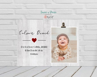 Geburtsanzeige Rahmen | Personalisierte Baby Bilderrahmen | Neu Eltern Bilderrahmen | Kinderzimmer Bilderrahmen | Geschenk für neue Eltern - Baby