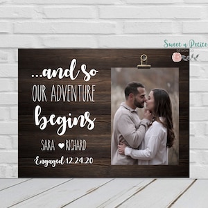 Engagement Gifts For Couple Personalized Engagement Party Gifts For Couple Engagement Picture Frame Custom Let Adventure Begin Date Frame