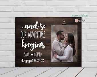 Engagement Gifts For Couple Personalized Engagement Party Gifts For Couple Engagement Picture Frame Custom Let Adventure Begin Date Frame