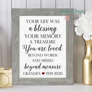 Memorial Keepsake, Personalized Memorial Gift for Home, Remembrance Sympathy Gift