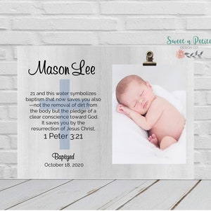 Baptism Gift Boy, Christening Gift Godson, Personalized Baptism Picture Frame, Baptism Print Sign Boy, Dedication Gift, Unique Godchild Gift