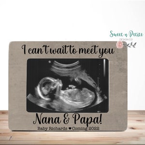 Gift For Grandparents To Be, Can't Wait To Meet You, Pregnancy Reveal, Birth Announcement, New Baby, Ultrasound Picture Frame, Sonogram