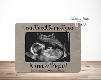 Gift For Grandparents To Be, Can't Wait To Meet You, Pregnancy Reveal, Birth Announcement, New Baby, Ultrasound Picture Frame, Sonogram