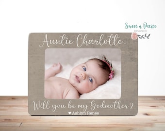 "Me And My Godmother Love You To The Moon" Photo Frame - 4x6 Engraved Wood Frame