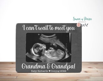 Gift For Grandparents To Be, Can't Wait To Meet You, Pregnancy Reveal, Birth Announcement, New Baby, Ultrasound Picture Frame, Sonogram