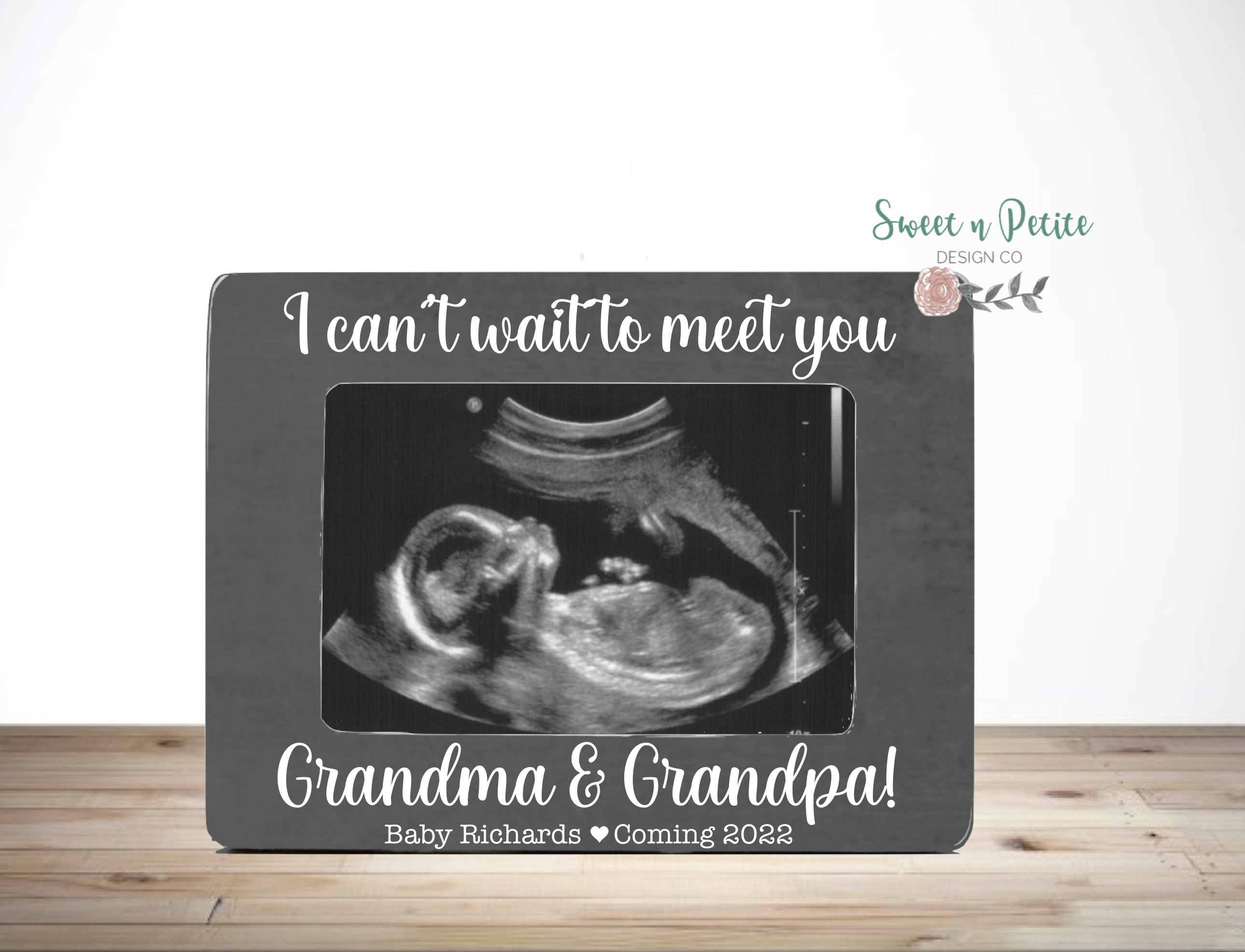 Gift For Grandparents To Be, Can't Wait To Meet You, Pregnancy Reveal, Birth Announcement, New Baby, Ultrasound Picture Frame, Sonogram