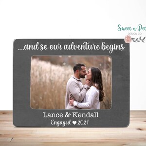 Engagement Gifts For Couple Personalized Engagement Party Gifts For Couple Engagement Picture Frame Custom Let Adventure Begin Date Frame