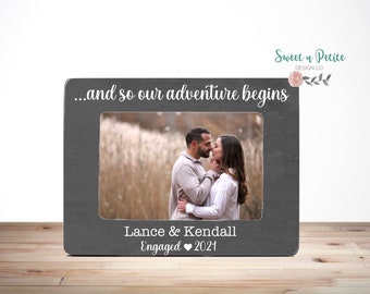 Engagement Gifts For Couple Personalized Engagement Party Gifts For Couple Engagement Picture Frame Custom Let Adventure Begin Date Frame