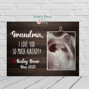Christmas Pregnancy Announcement Gift For Grandparent, I Cant Wait To Meet You Nana Grandma, Custom Frame, Grandma Ultrasound Frame, Reveal