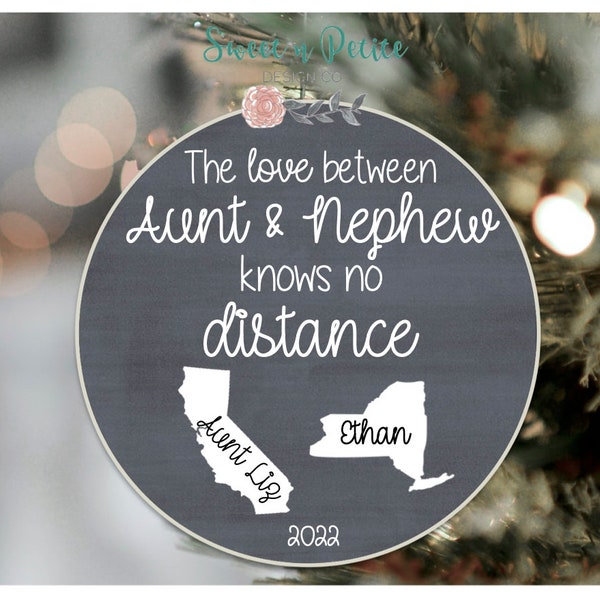 Long Distance Personalized Aunt Gift from Nephew, Auntie or Nephew Christmas Ornament, Aunt Thank You Present, Aunt Nephew Ornament