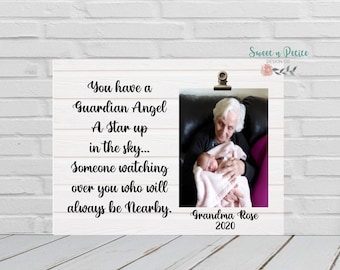 In Memory of Picture Frame. Grandfather Memorial, Grandmother Memorial, You Have A Guardian Angel, Remembrance Frame for Grandchild