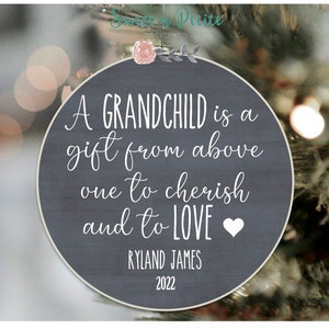 Grandparents Christmas Ornament - Custom First Christmas as Grandparents Keepsake - Modern Christmas Announcement Ornament