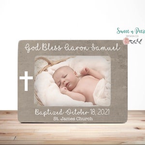 Baptism Frame Baptism Gift Personalized Baptism Gift Christening Gift God Bless Frame Personalized Picture Frame Baptism Gift 4x6 image 1