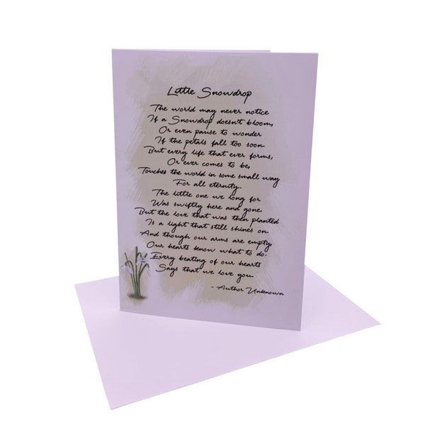 Little Snowdrop Miscarriage Support and Sympathy Card for Infant and Pregnancy Loss
