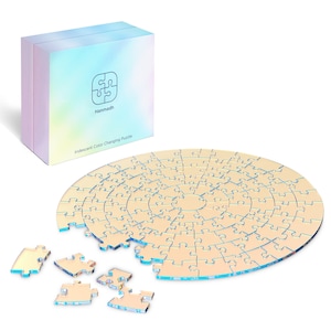 Clear Impossible Round Acrylic Jigsaw Puzzle - 100 Color Changing Iridescent pieces