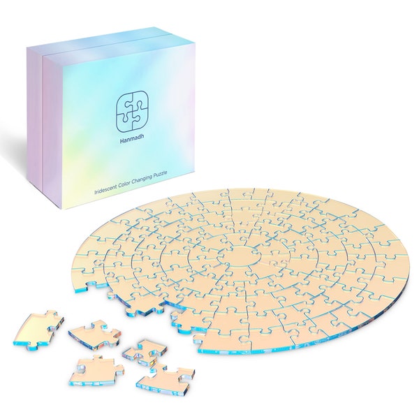 Clear Impossible Round Acrylic Jigsaw Puzzle - 100 Color Changing Iridescent pieces