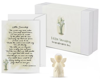 Little Snowdrop Remembrance Box - Miscarriage Gifts for Mothers - Sympathy Card and Memorial Angel Gift for Infant or Pregnancy Loss