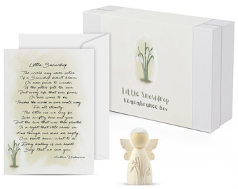 Little Snowdrop Remembrance Box - Miscarriage Gifts for Mothers - Sympathy Card and Memorial Angel Gift for Infant or Pregnancy Loss