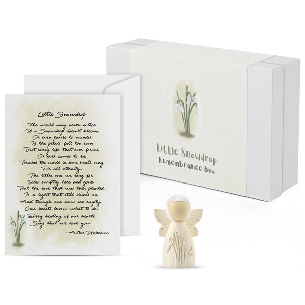 Little Snowdrop Remembrance Box - Miscarriage Gifts for Mothers - Sympathy Card and Memorial Angel Gift for Infant or Pregnancy Loss