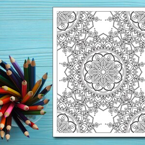 Mandala Coloring Pages/ 40 Mandala Designs/ Instant Download/ 8.5x11/ 3 Free Floral Pages