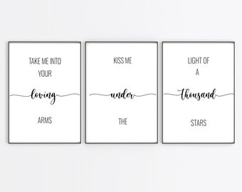 Lyric print / digital download / Ed Sheeran / Thinking out loud / 8x10 and 11x 14 / wedding song / wall decor