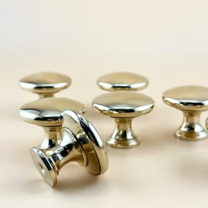 Unlacquered Brass Cabinet Knobs, Round Knob, Kitchen Drawer Brass Pulls