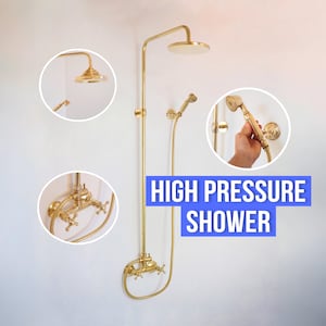 Unlacquered Brass Shower System, Handheld Shower And Shower Head, Rain shower System , Shower , Hand shower