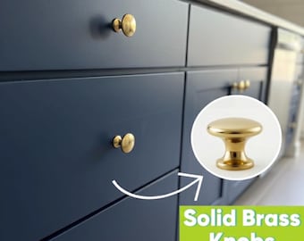 Pomo de latón sin lacar para armario: Tirador redondo para cajón de cocina