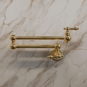 Unlacquered brass Pot filler, brass kitchen faucet, stove pot filler , kitchen Pot filler , wall mount pot filler