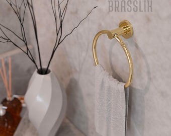 Unlacquered Solid Brass Towel Ring, Wall Mounted Bathroom Hanger