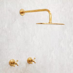 Aurelia Classic mässingsregnduschsystem - Duschmunstycke i vintagestil med krysshandtag