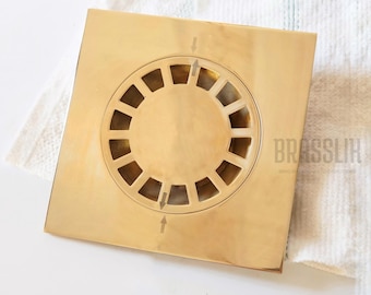 Desagüe de ducha cuadrado de latón sin lacar, desagües de exterior de latón macizo