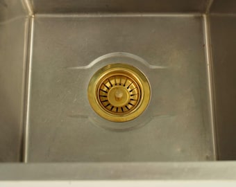 Unlacquered Brass Kitchen Sink Strainer, Solid Brass Waste Basket, 3.25 Drain