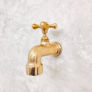 Vintage Style Hose Bib Outdoor Faucet, Unlacquered Brass Spigot, Moroccan Brass Faucet