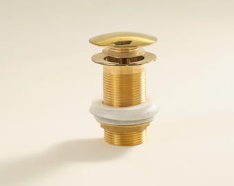 Unlacquered Brass Bathroom Sink Drain with Anti-Clog Strainer & Matching P-Trap