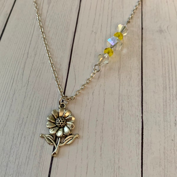 Sunflower Endometriosis Awareness Necklace. endometriosis Necklace. Endo Necklace. Sunflower Necklace. Endo Awareness. Yellow Sunflower.