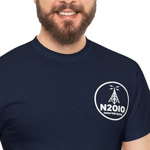 Personalized Ham Radio Amateur Radio Callsign Shirt T-shirt Call Sign Custom Navy Blue Antenna