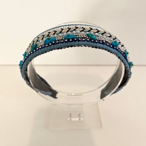June · Unique Handmade Faux Pearl & Rhinestone Decoration, Semi Precious Turquoise Headband