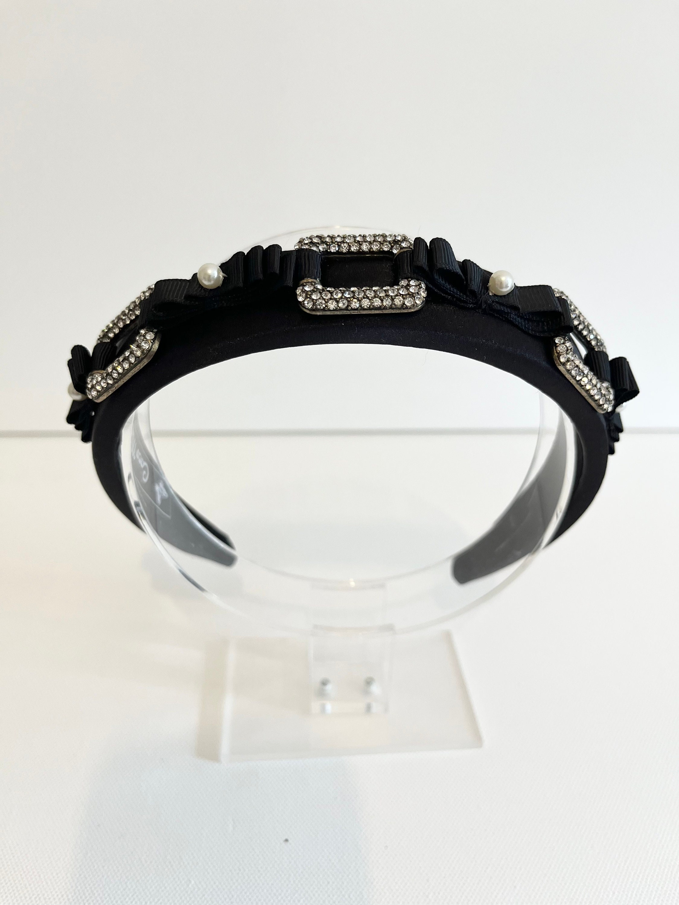 Amelia · Unique Handmade Black Satin Embellished Diamante  display picture 2