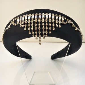 Marjie · Unique Handmade Black Satin Jewelled Headband