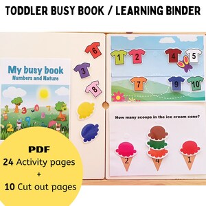 Toddler Printable | Homeschool Activities | Preschool Printable Busy Book | Toddler Busy Book | Binder Worksheets | Numbers and Nature