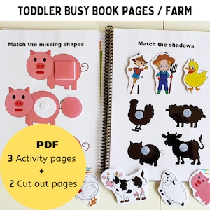 Toddler Printable | Homeschool Activities | Preschool Printable Busy Book | Toddler Busy Book | Learning Binder Worksheets |  FARM ANIMALS