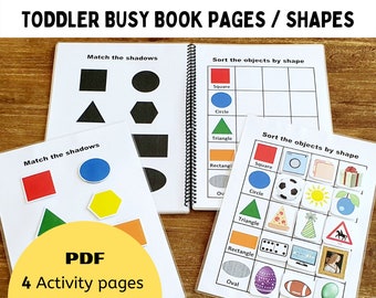 Toddler Printable | Homeschool Activities | Preschool Printable Busy Book | Toddler Busy Book | Binder Worksheets | Learning Shapes
