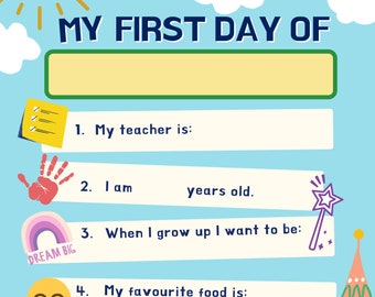 My First Day Mat | Back to School | Preschooler printable | Preschool | Primary School | Castle