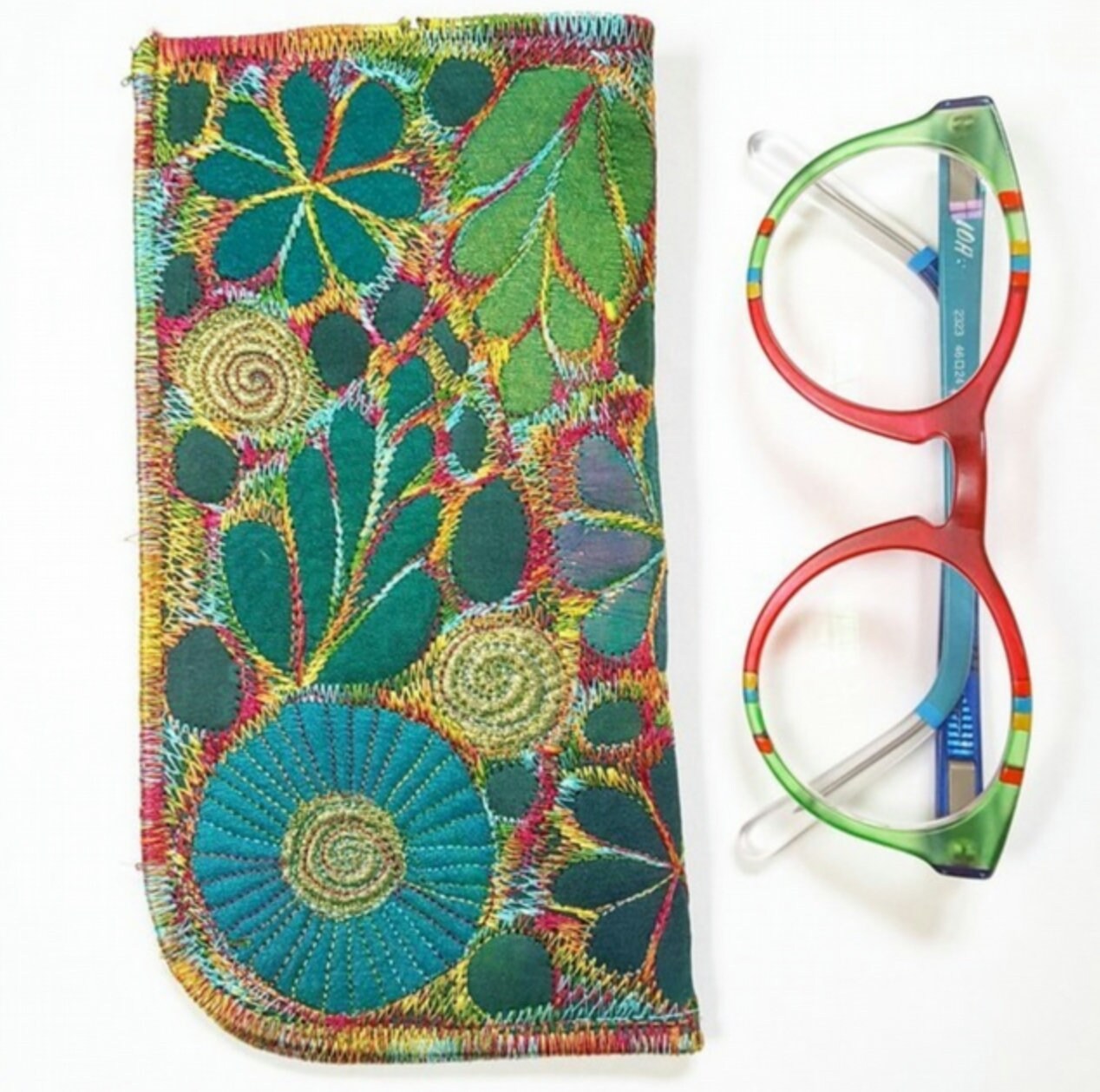 Glasses Case with Free Machine Embroidery and Appliqué Hand Etsy