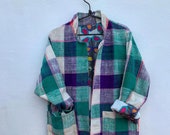 Moroccan handmade multicoloured 90s Vintage inspired blanket coat with abstract print lining